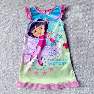 Dora The Explorer Girls Size 2/3 Nightgown Nickelodeon‎ Boots Twirling Y2K